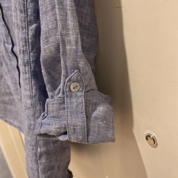 Sigrid Olsen Blue linen button down shirt - Picture 5 of 5